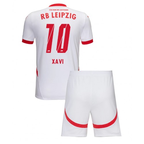 Fotbalové Dres RB Leipzig Xavi Simons #10 Dětské Domácí 2024-25 Krátký Rukáv (+ trenýrky)